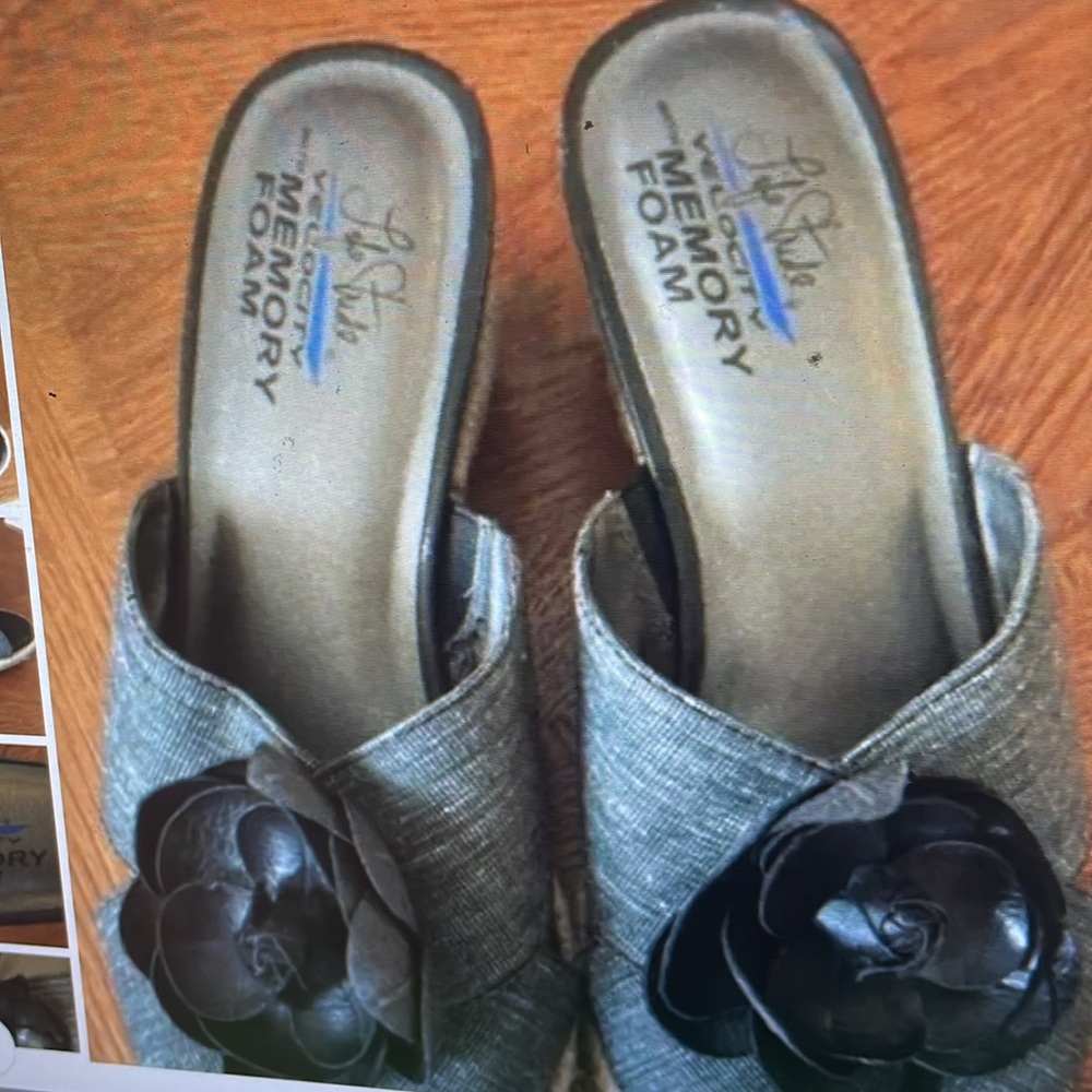 Life Stride Benefit Denim Black Sandal 10W